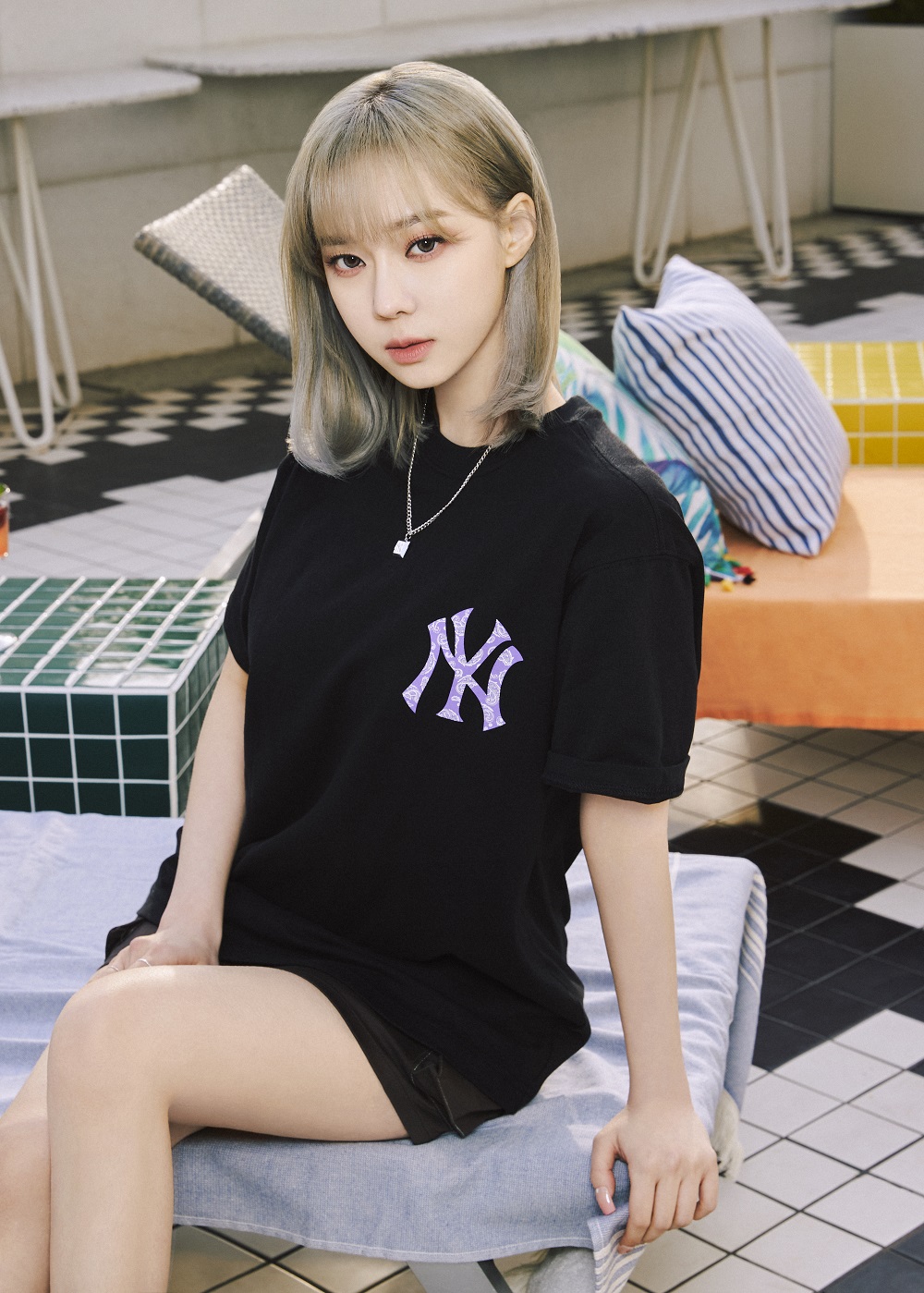 aespa International on X: 220513 aespa x MLB Korea , 22SS Summer  Collection with the concept 'Our Private Summer Day' aespa wore a gradation  monogram line that reflected cool colors in a